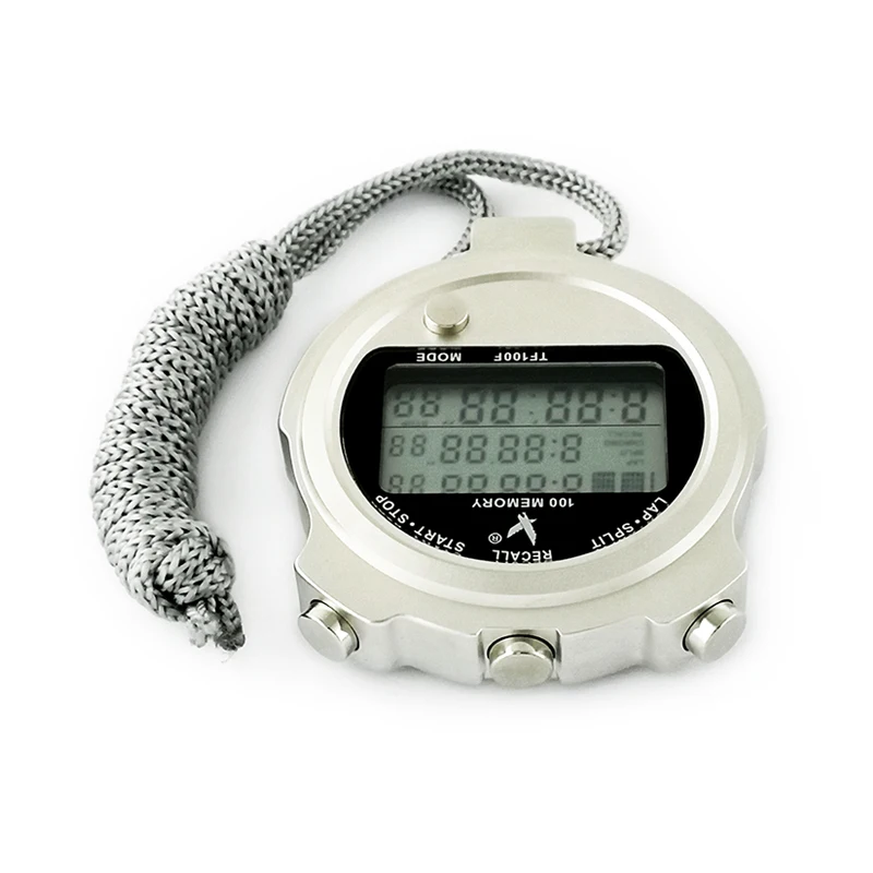 LEAP TF100F Wholesale Retail Silver Metal Case Professional Stopwatch Durable Lithium Battery Stop Watch Digital Timer