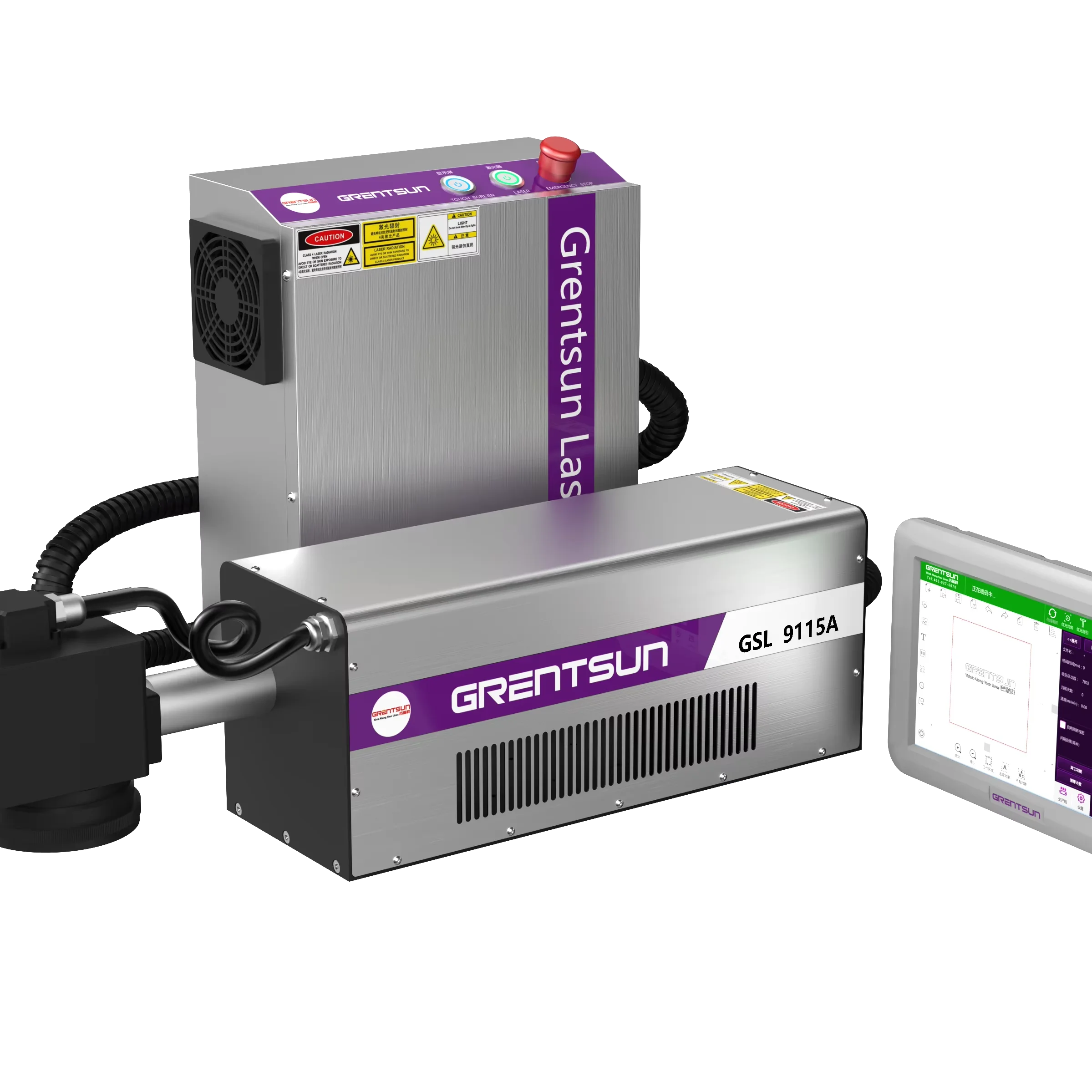 GRENTSUN Pvc Hdpe Cable Laser Printer 5W UV Inkjet Printer Expiry MFG Date Laser Coding Printer Chiller Water Cooled Shanghai