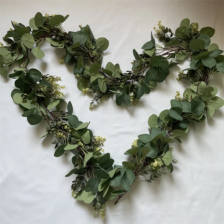 New Fashion Artificial Green Leaves Eucalyptus Garland Leaves For Wedding Decoration