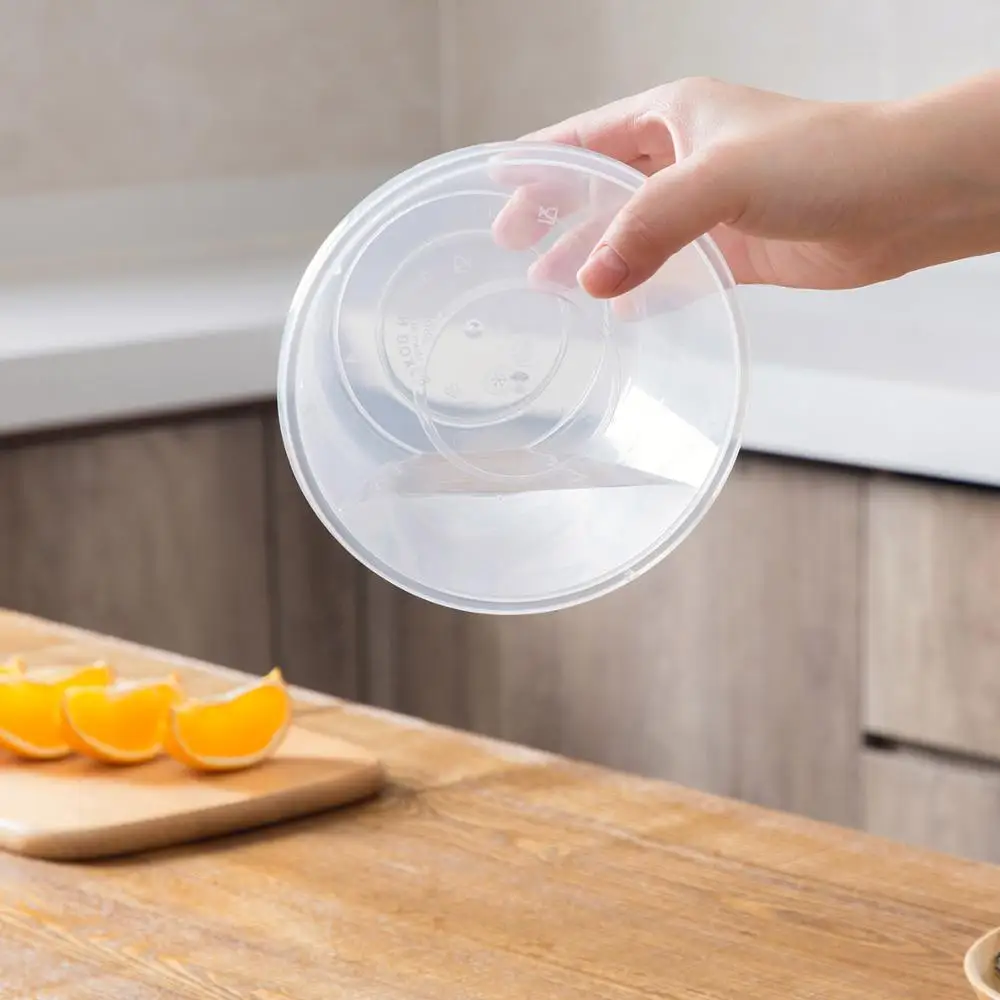 Microwave Freshware reusable 24oz 32oz 38oz black round pp plastic meal prep Bowls for salad vegan