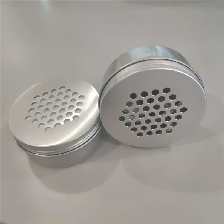 
Can custom aluminium metal packaging jar spice candle candy jar with lid hole 