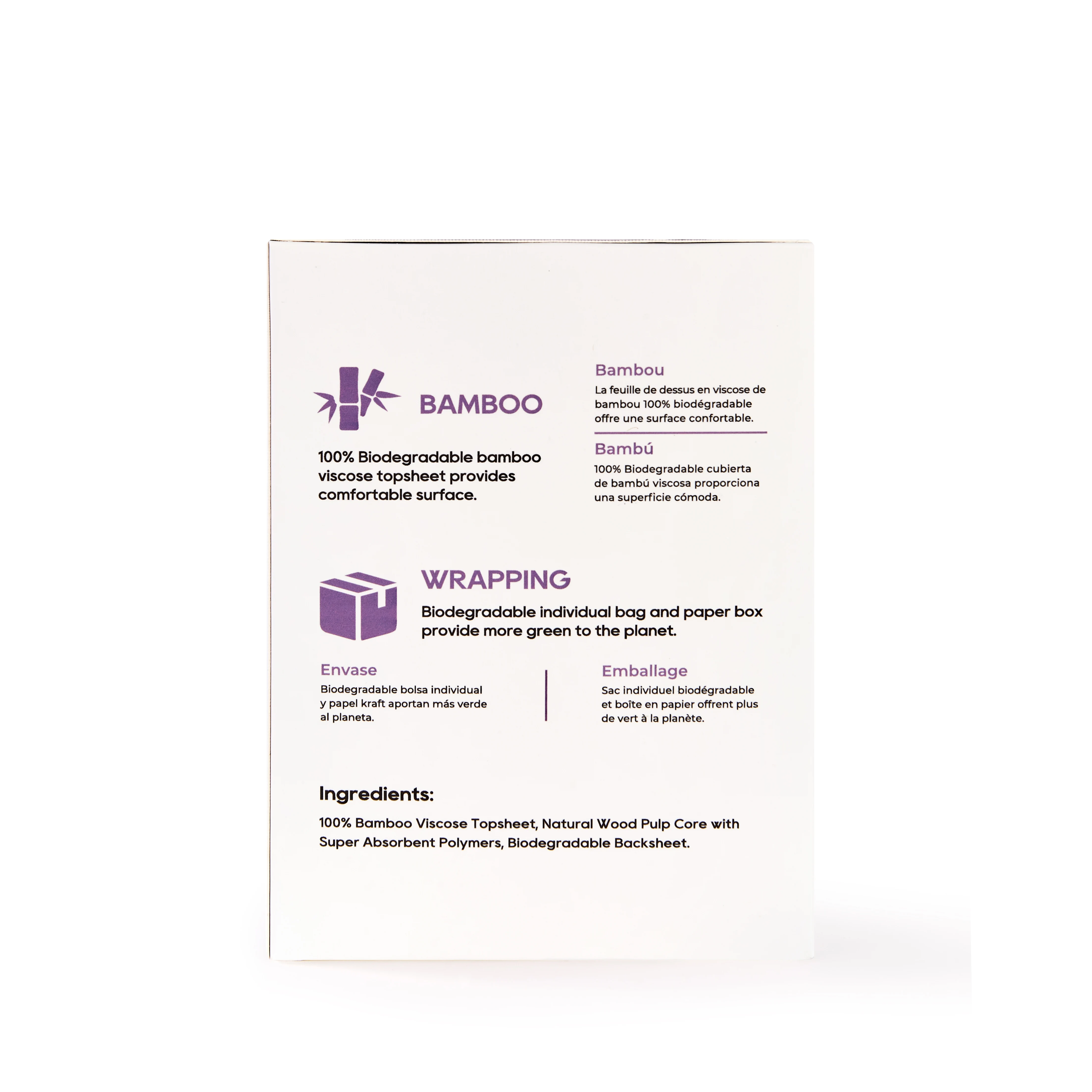 ECO BOOM organic friendly eco ecological chlorine free anti rash agency supplier panty liner bamboo sanitary pad