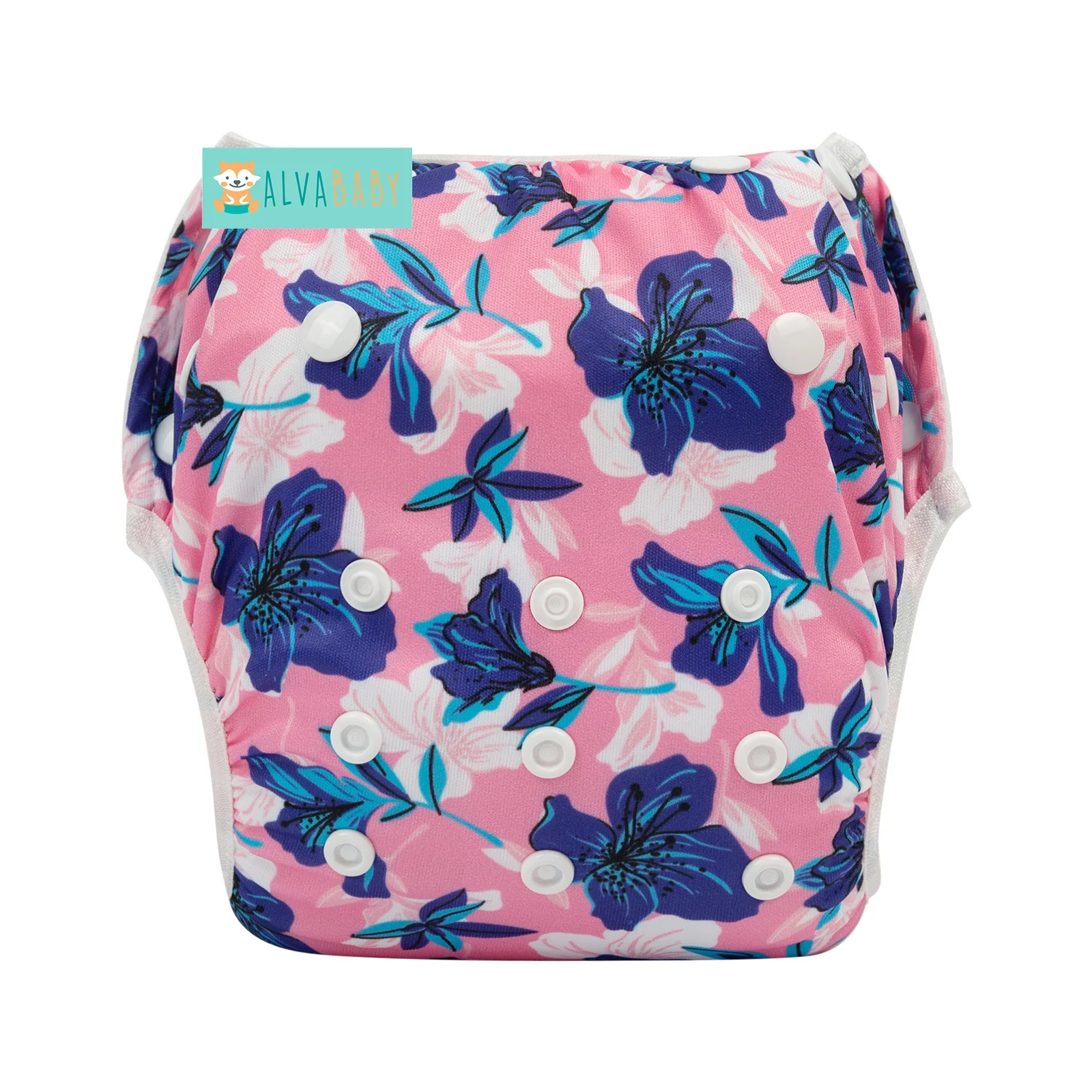 ALVABABY Pink Printed Reusable For Babies Swim Diapers Baby Swimming Pants