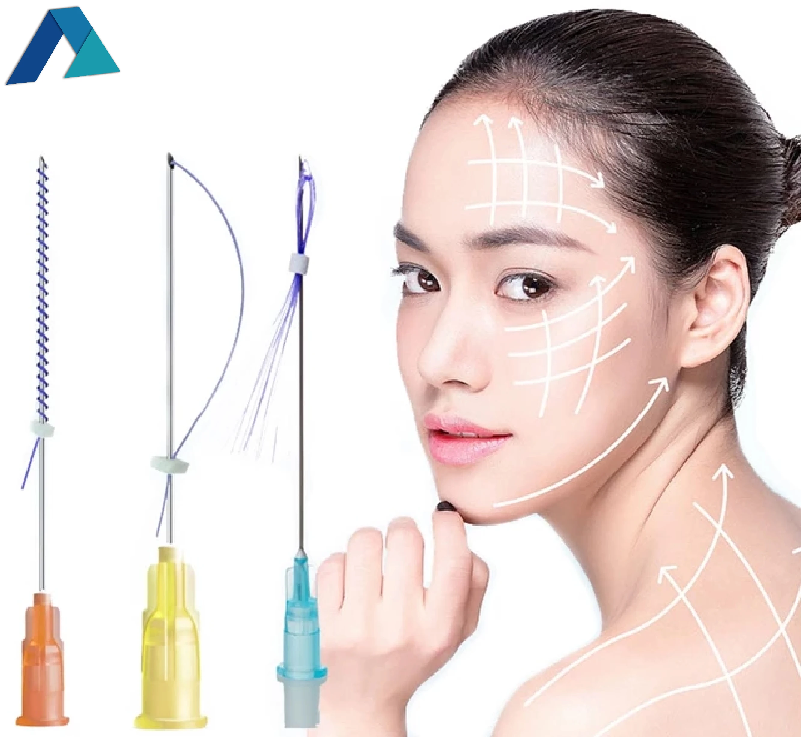 Users to recommend PDO/PCL/PLLA  Eye brow cog  lifting thread  with needle