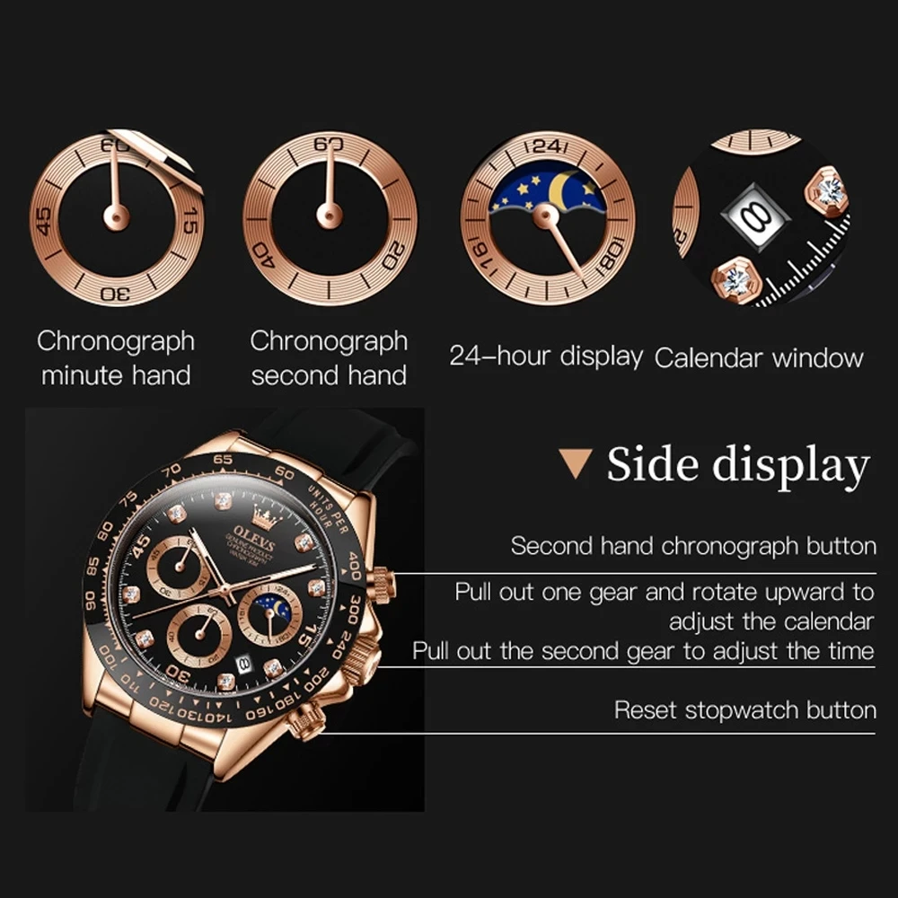 OLEVS Fashion Waterproof Sports Auto Date Wristwatches Relogio Hombre Luxury High Quality Quartz Watch for