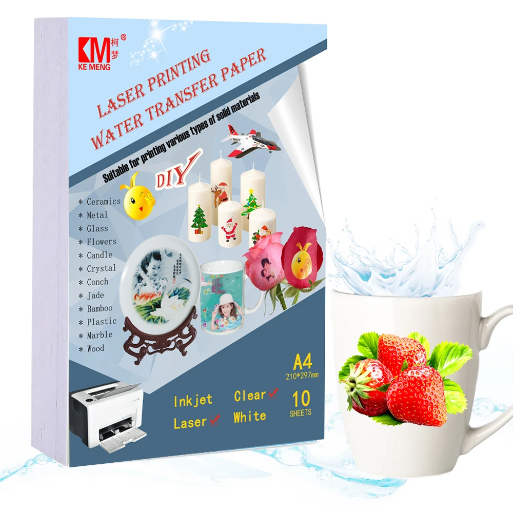 Waterslide Decal transfer Paper DIY Decals Gift A4 laser Transparent Printable Clear white Water transfer Slide decal paper