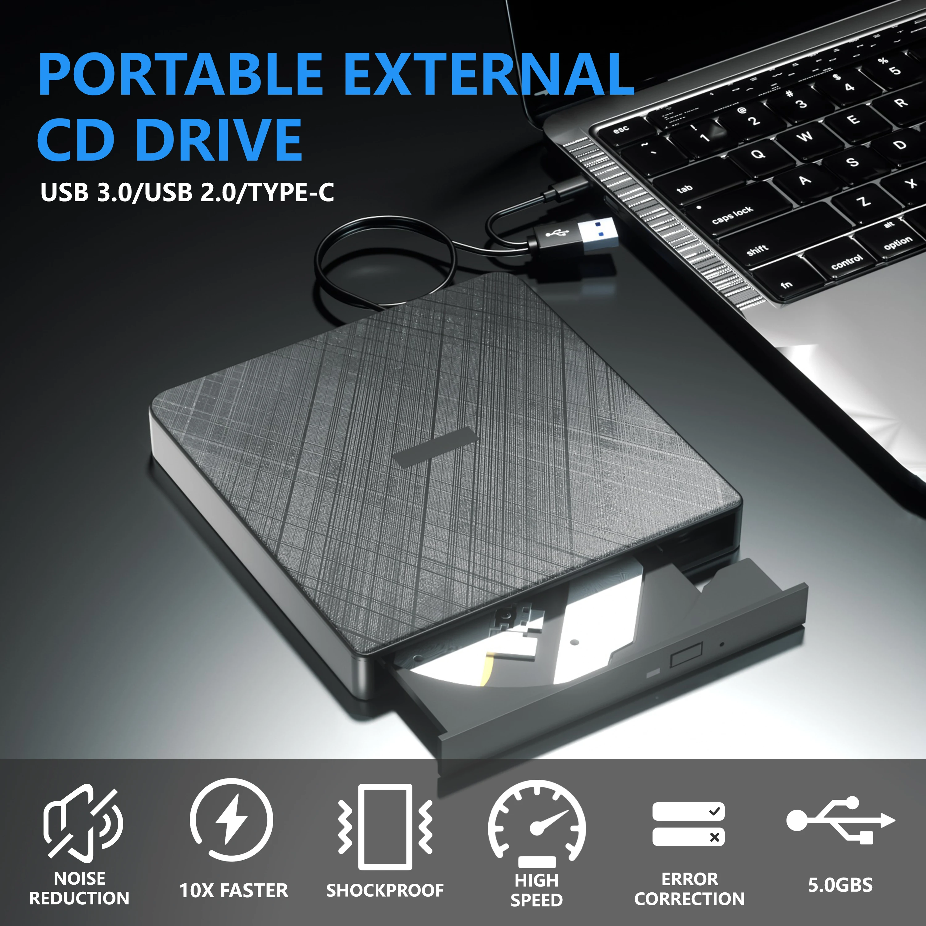 External DVD/CD-RW Optical Drive Cloth pattern Burner CD DVD Disk Player Recorder Reader Writer for Laptop PC Windows Portable