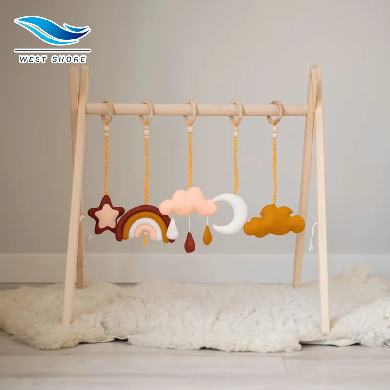 Wooden Personalizable Foldable Baby Gym Padded Play Mat Hanging Toys Baby Play Gym Activity Center New Born Gift
