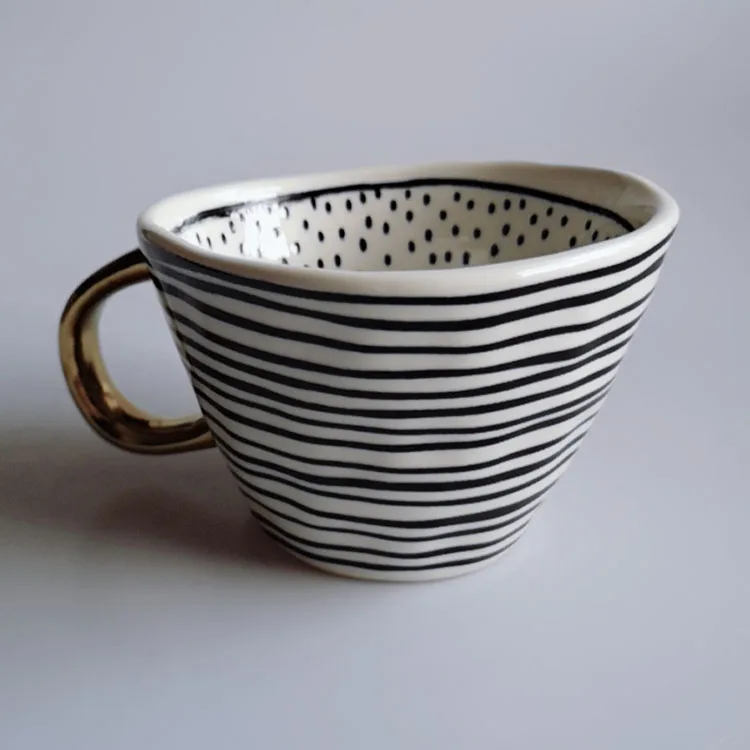 strong thick wall personalized inside outside design handmade ceramic mug Y0231