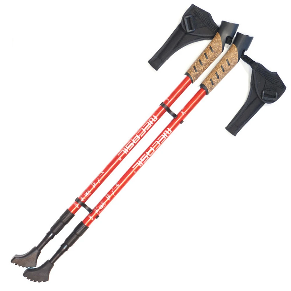 1/ 2Pcs Nordic Walking Sticks Anti Shock Trekking Poles Hiking Walking Cane Aluminum Telescopic Camping Hiking Poles Crutches