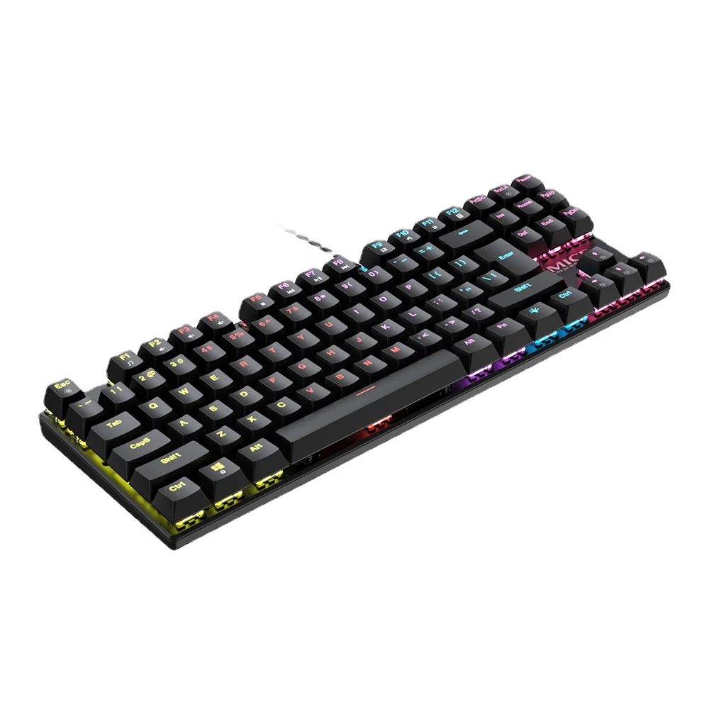 Wired Gaming Green axis Mechanical Keyboard 87 Keys Metal Panel Keyboard with RGB Backlit Game Keyboards for Laptop PC Pro Gamer