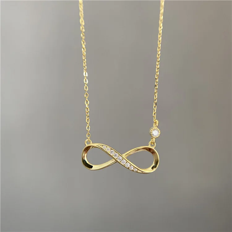 14K Gold Plated Diamond Crystal Forever Love Infinity Pendant Necklace 925 Sterling Silver Infinity Necklace for Valentine Day