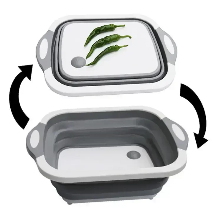 New Kitchen Accessories Foldable Chopping Board Household Washing Drain Basket Portable 2-in-1 Folding Plastic Cutting Board