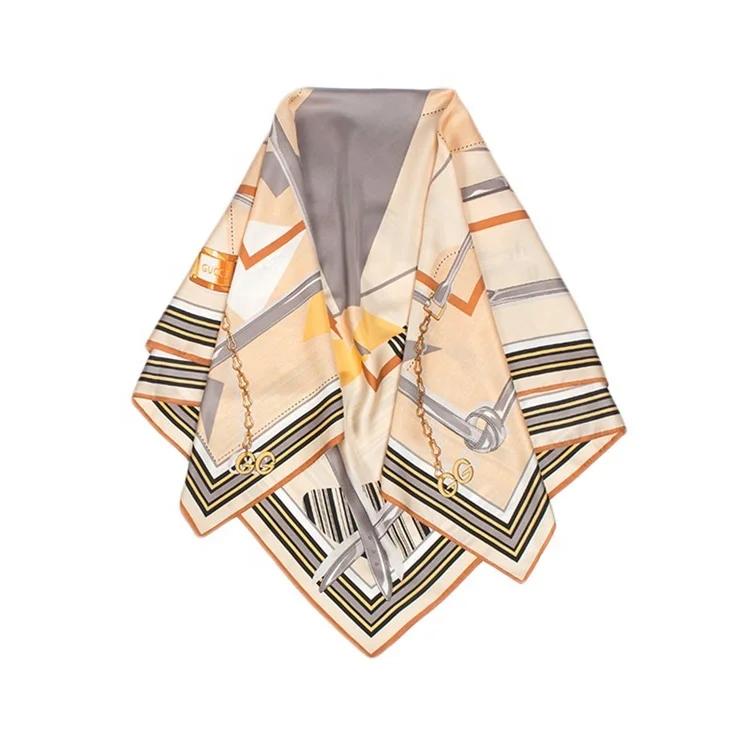 2020 Spring Custom Screen Printed 100 Pure Twill Silk Scarf Square Neck Scarves For Lady