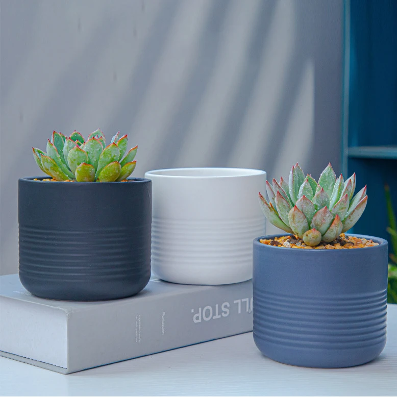 Настольная лампа в поперечную полоску дизайн керамический цветочный горшок для суккулентов