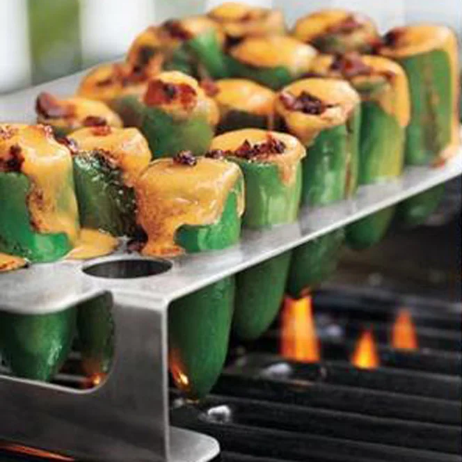 Outdoor grilling bbq accessories chili roaster stainless steel jalapeno roaster with 18 holes grill holder