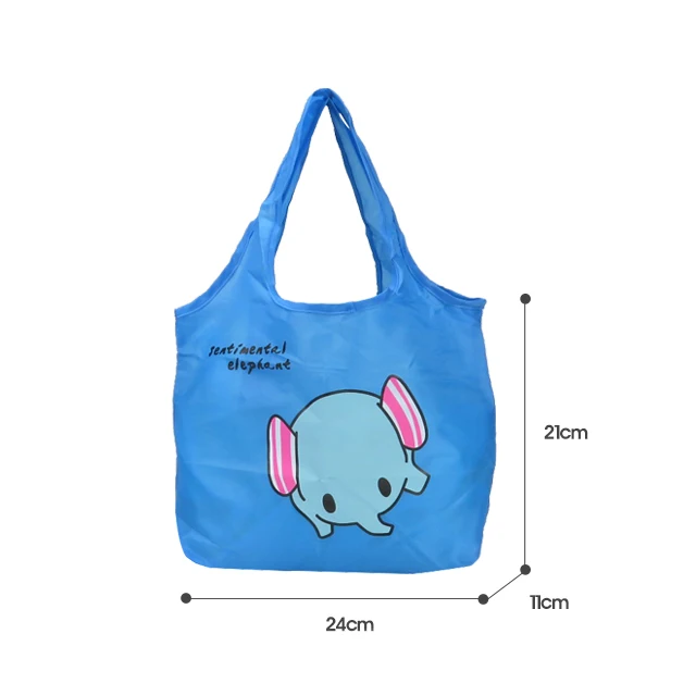 Custom Save Space Small Tote Cartoon Elephant Print Reusable Shopping Bag Foldable