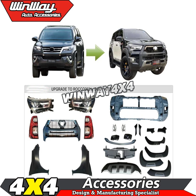 Автозапчасти, обновленные комплекты кузова для Hilux Revo 2015, обновление до Hilux 2020 2021 Rocco