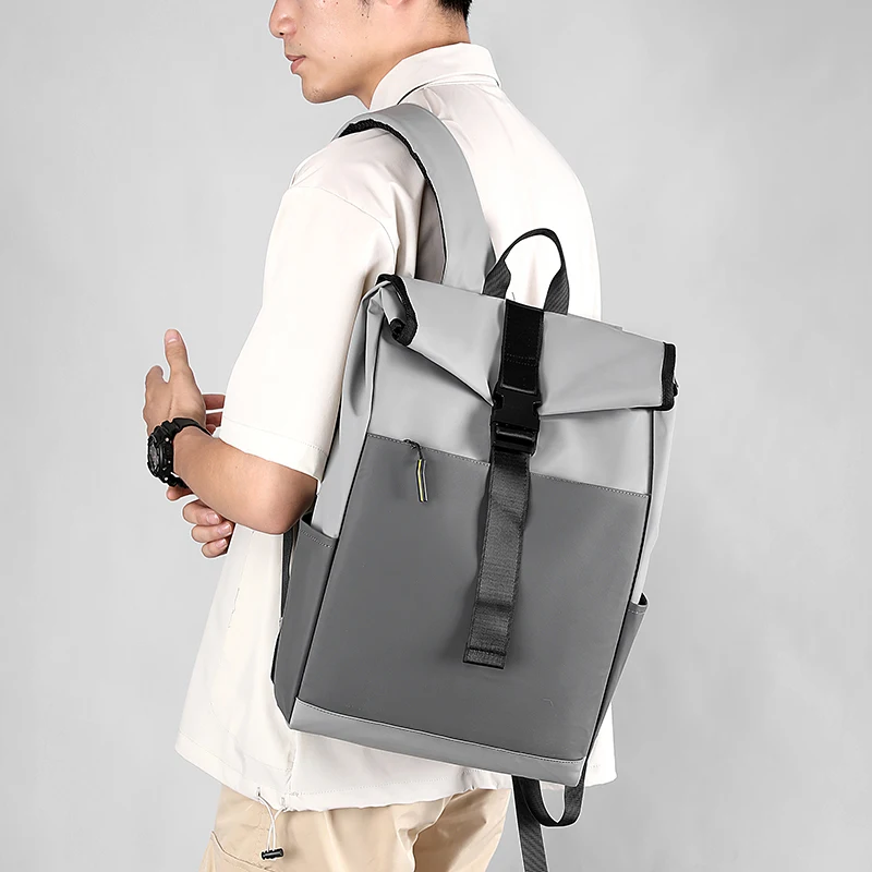 Wholesale Large Capacity Anti Theft Expandable Roll Top School Bag Waterproof Business Men Outdoor College Backpack