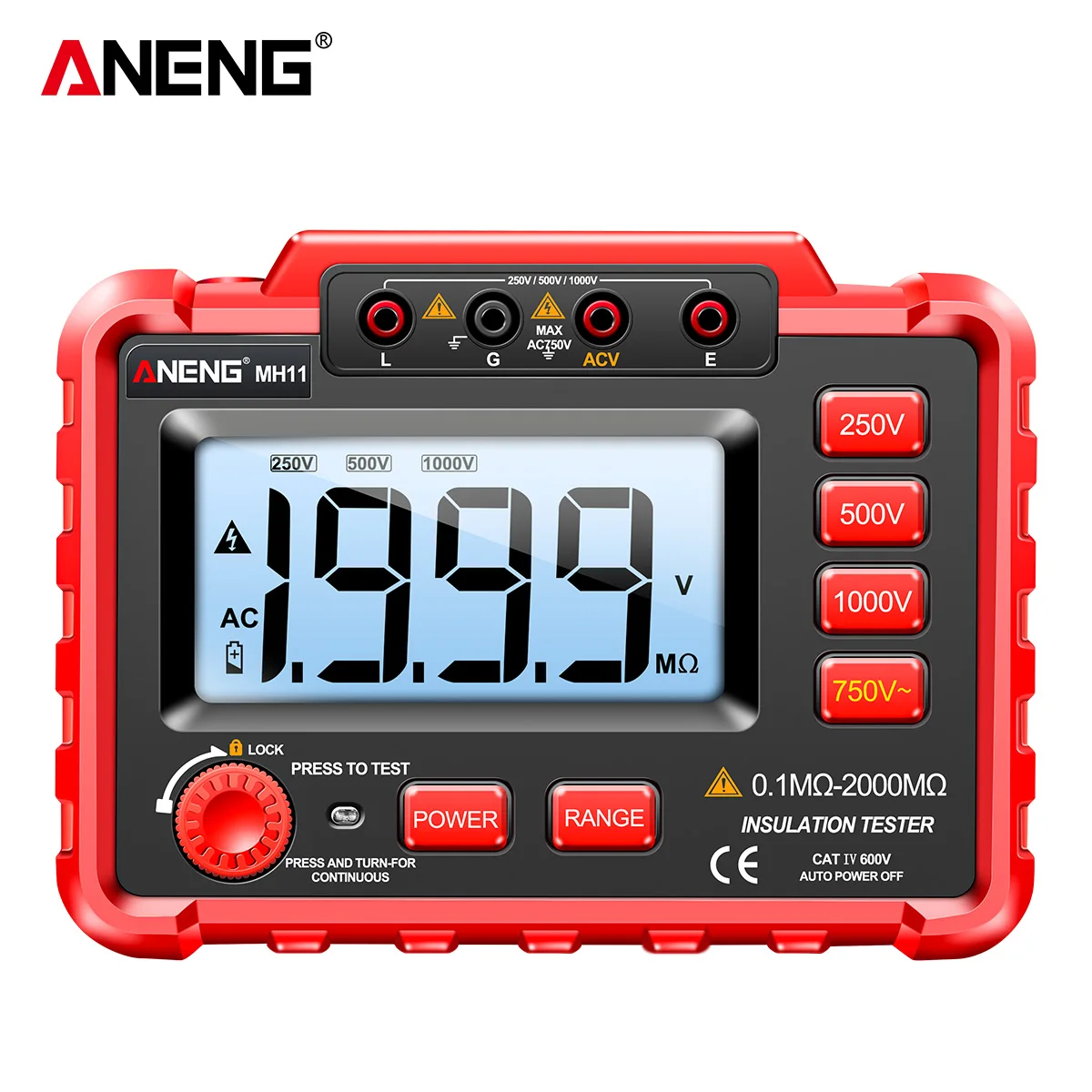 ANENG MH11 Insulation Earth Resistance Tester Digital Ground Resistance Meter Ohm Voltage Tester Megohmmeter Megger Meter