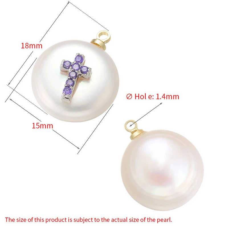 Delicate designer jewelry making gold plated paved colorful zircon charms fresh water pearl pendant