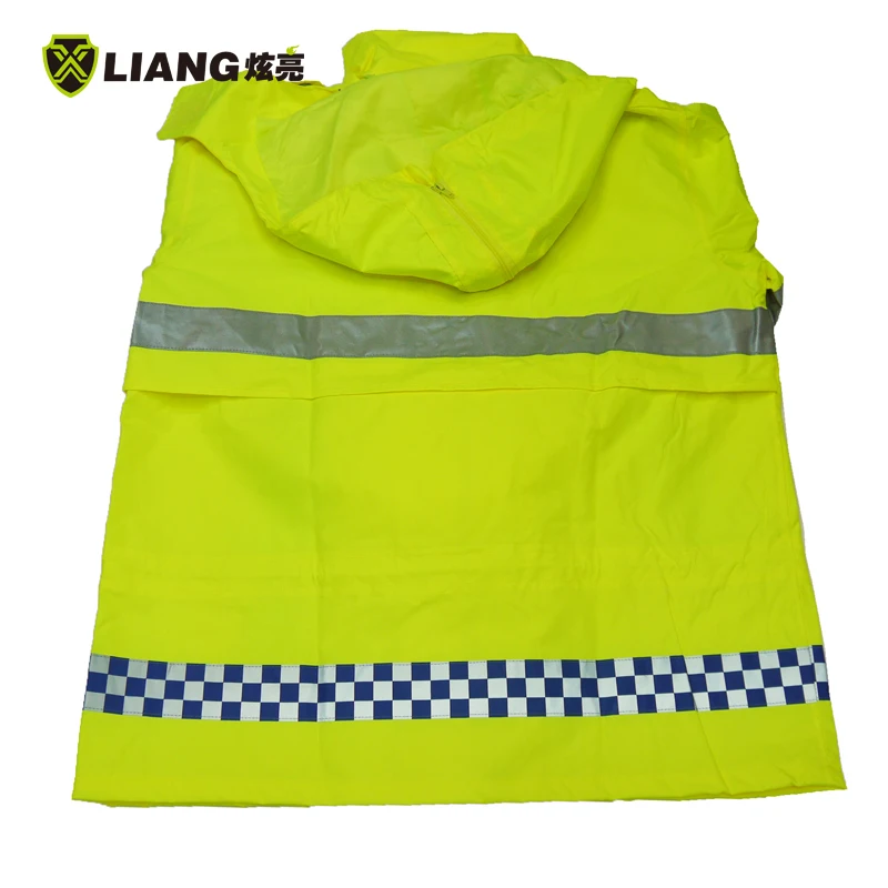 High Visibility traffic jacket pvc uniform reflective coat waterproof raincoats safety windproof oxford