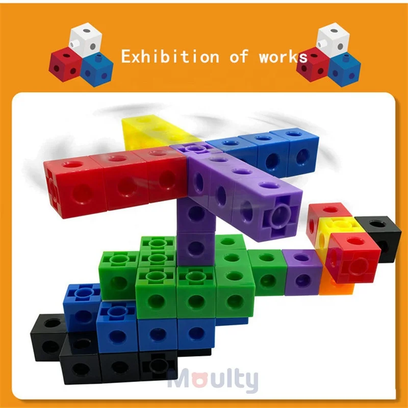 Rainbow Linking Math Cubes Number Blocks Counting Toys Snap Linking Cube Math Counters with Activity Cards Set for Kids Learning