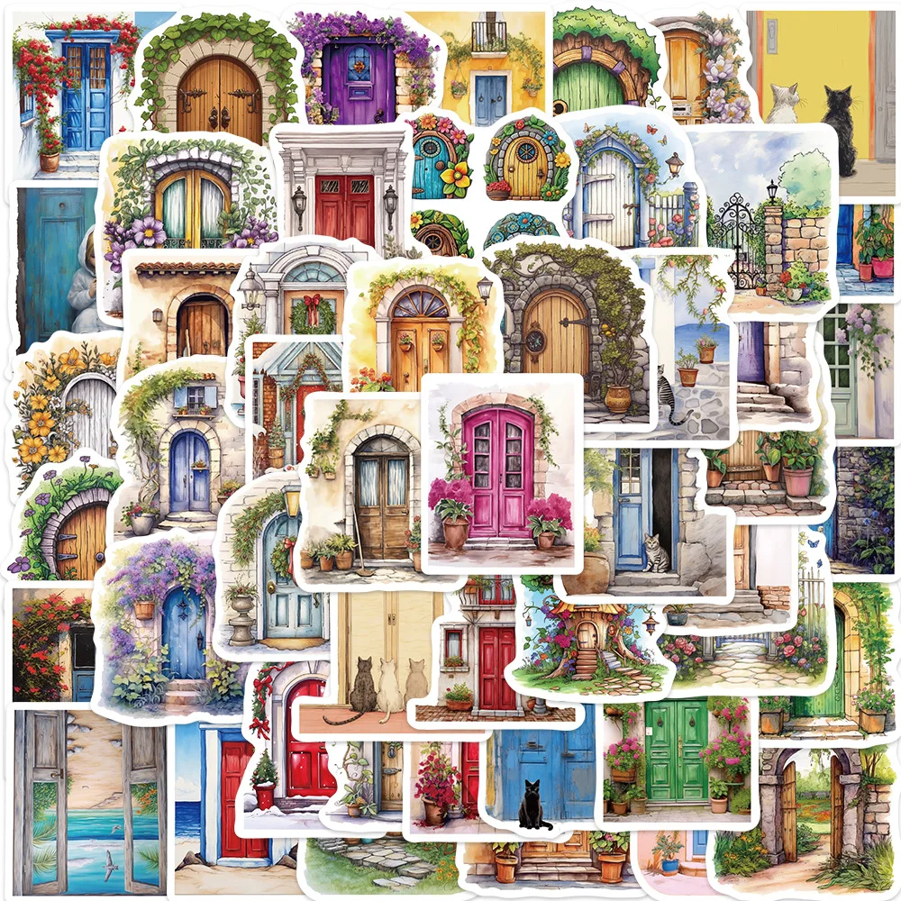 50PCS  Cartoon flower door sticker waterproof cut stickers DIY Decorative  for Laptop iphone netbook