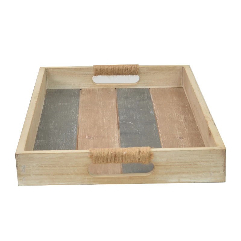 SCustom logo  wooden Tray wholesale With Handles Cheap Food wooden Tray Set