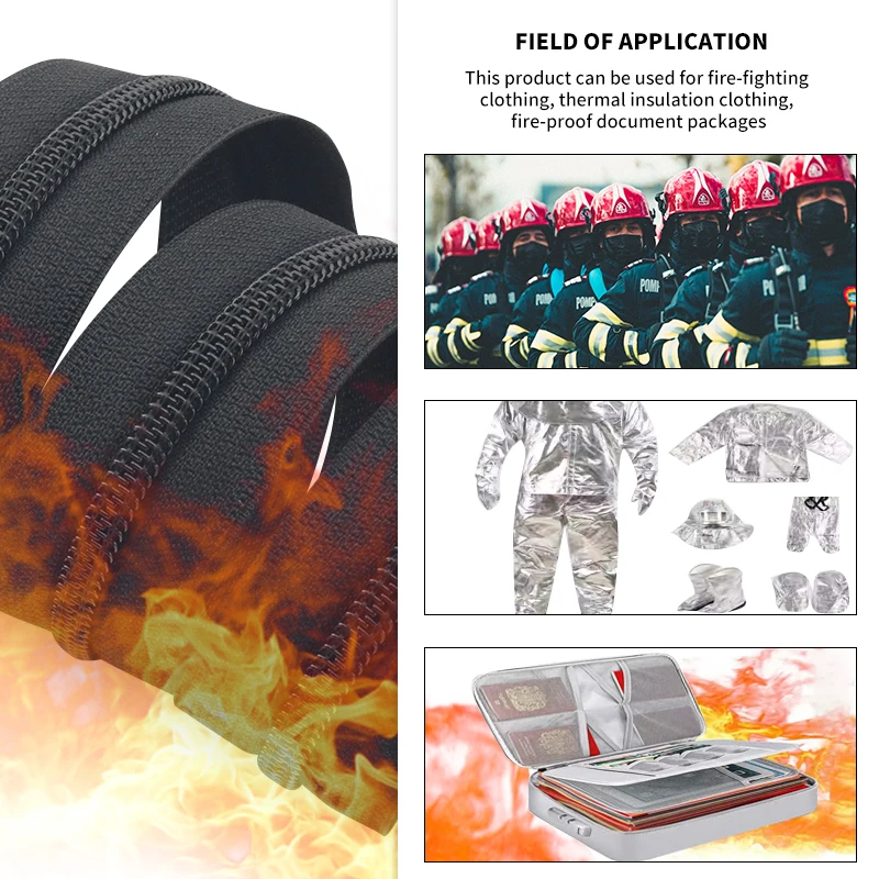 OCO Professional manufacturer Long Chain Zipper Flame Retardant Zipper 5# Nylon Fireproof Zipper For Fireproof Suit