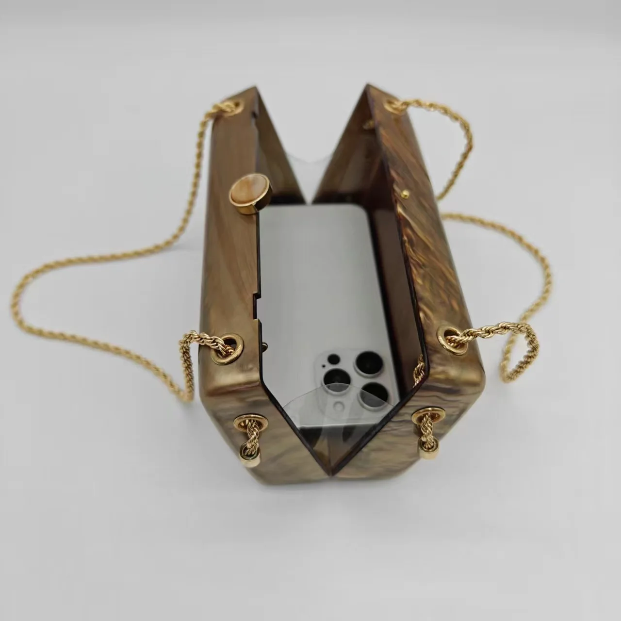 Amiqi YM411-14 Artifical acrylic beading handle small evening bags acrylic bag clutch rhinestone evening clutch bags