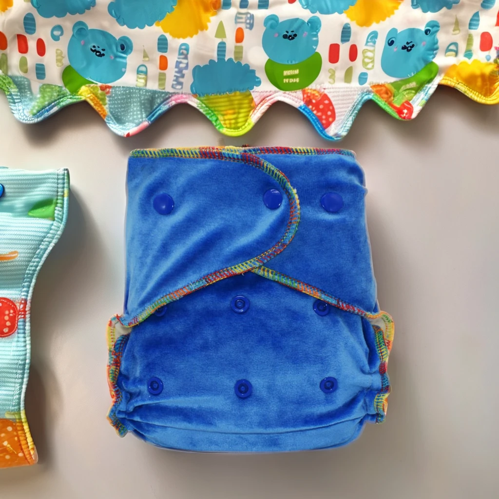 OEM Bamboo Velour fitted cloth diaper not waterproof, needs to work with diaper cover