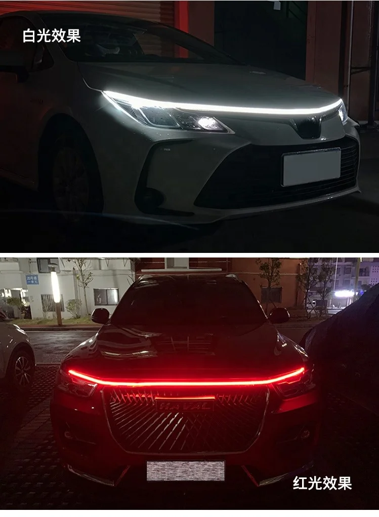 Most Popular 120CM 150CM 180CM  RGB APP Car Hood Decorative  Flexible Strip light Ambient light Car for Bonnet Hood Cover