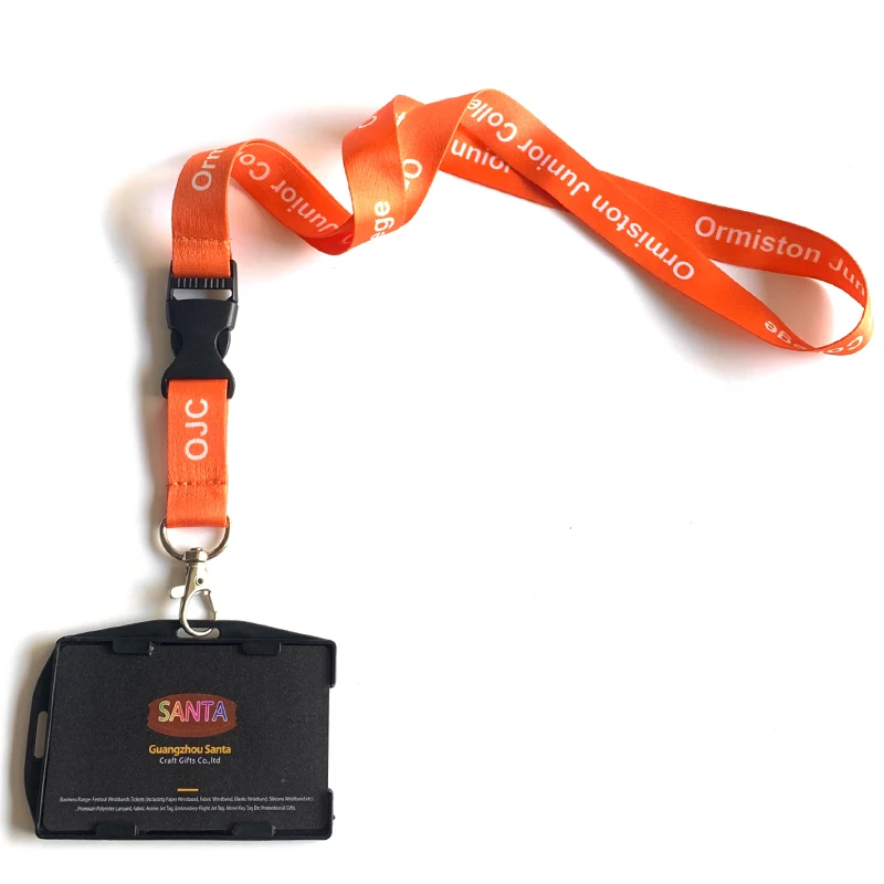 Custom Sublimation Office Business Work Staff Polyester Lanyard With Id Card Badge Holder Hard Plastic