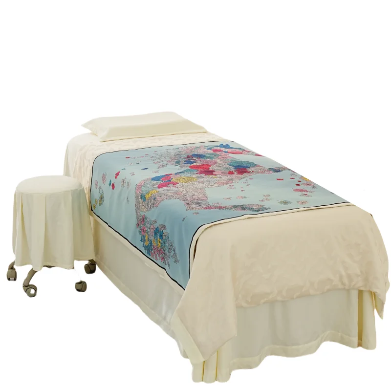 4pcs beauty salon massage table sheets set with 3D butterfly and flower pattern printing