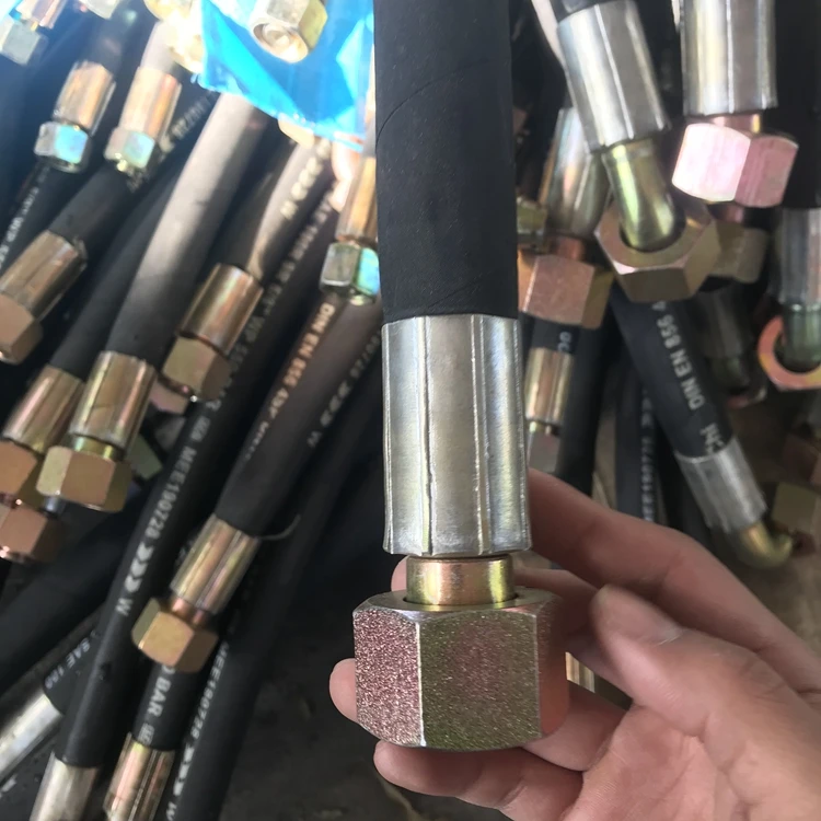 SAE100 hose tube oil hydraulic hoses product with fitting assembly wire reinforced oil hose