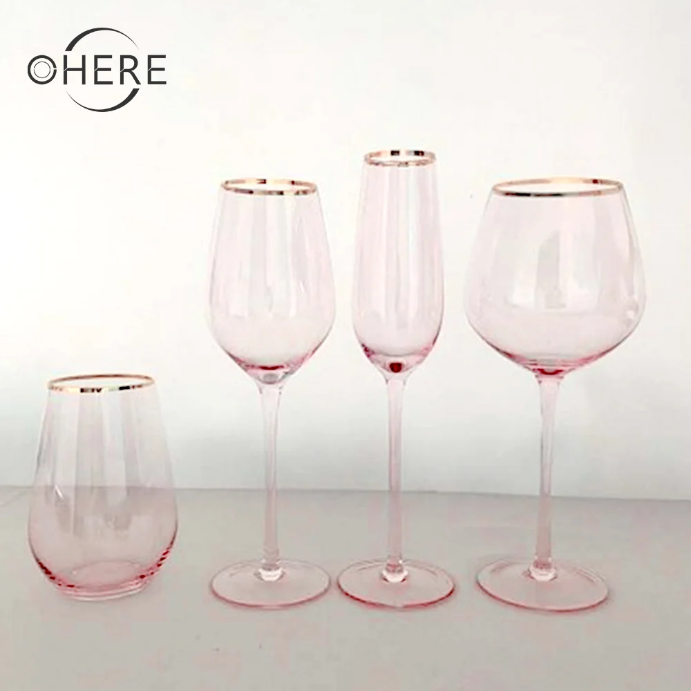black smoke glassware pink wine glass transparent cup liquor cup and champagne glass wine glasses suit durable gold crystal