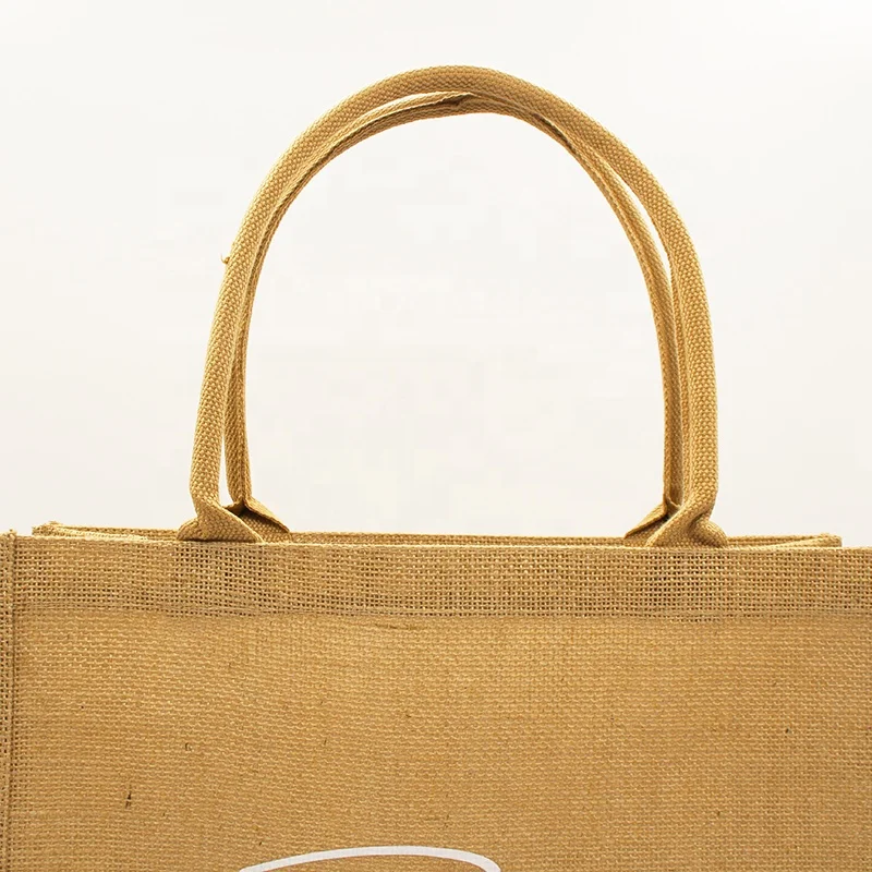 Wholesale Plain Shopper Bag Custom Printed Large Natural Eco Friendly Burlap Jute Shopping Tote Beach Bag With Logos