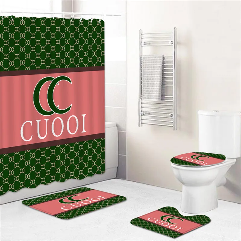 Wholesale Luxury Bathroom Sets Dropship 3D Shower Curtain 4 Piece Customize Home Waterproof Bath Curtains Set