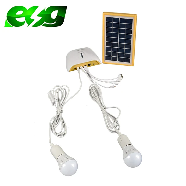 ESG Popular Outdoor Portable  3.7V 4AH 6W Solar Panel Charger Lead Acid DC LED Lamps Small Mini Solar System