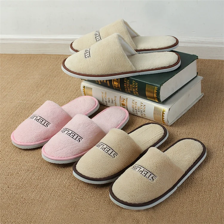 Wholesale cheap custom LOGO home guests five-star hotel travel parent-kids unisex eva indoor coral velvet slippers