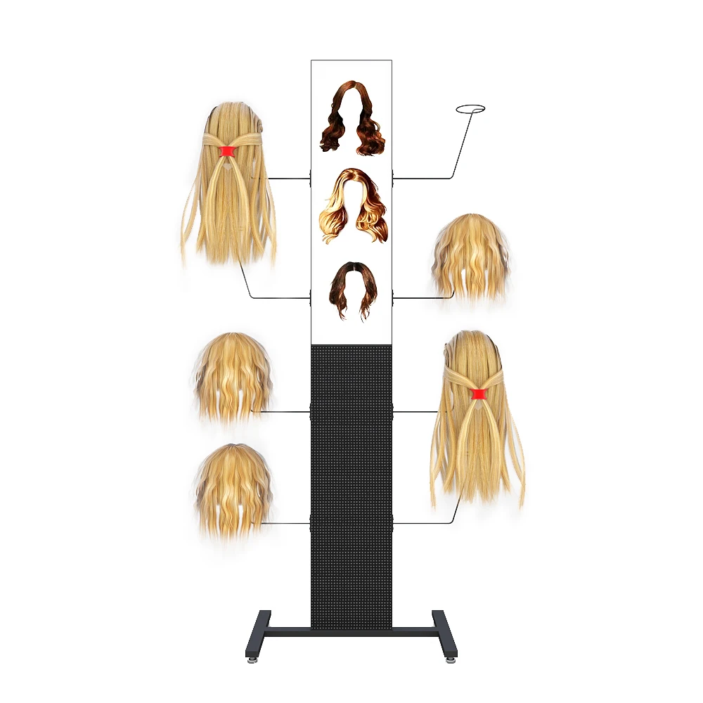 Europe fashion haircut shop iron black custom beauty salon wigs bundles hair extension display rack shelf