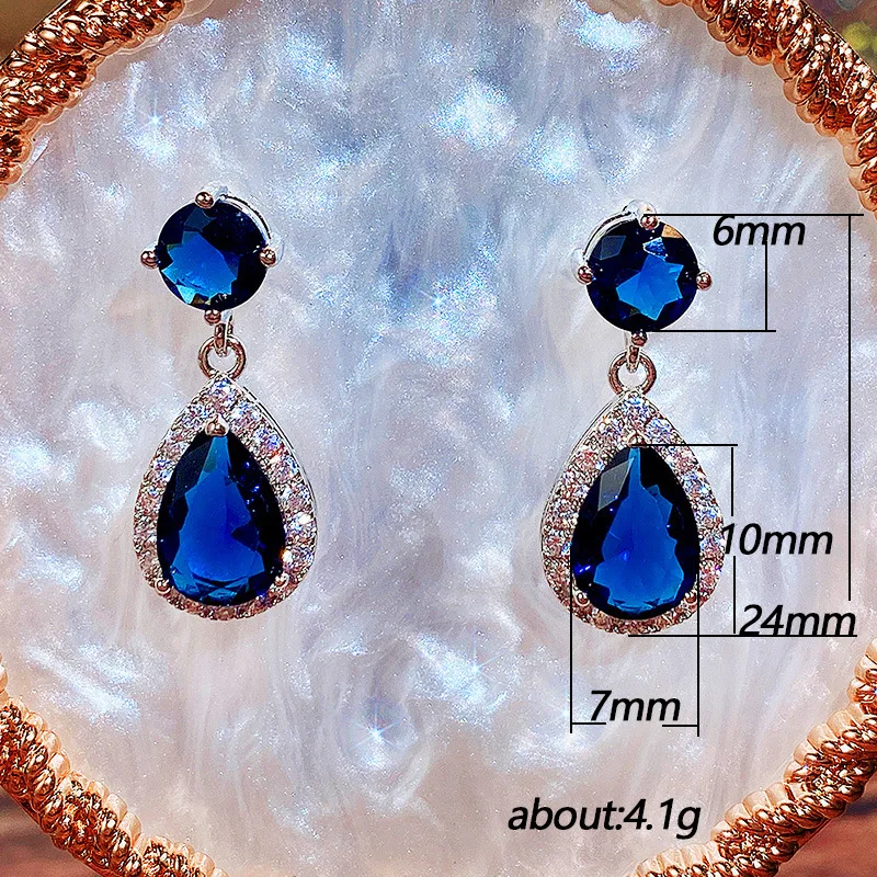 New Fashion 925 Silver Needle Bling Crystal CZ Water Drop Big Zircon Gem Stone Stud Earrings for Women Cubic Teardrop Earrings