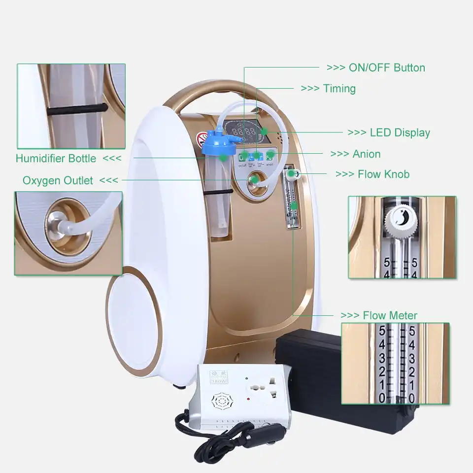 
Wholesale Cheap 5L Battery Portable Oxygen Concentrator for sale Medical Oxygen for home use Car Travel Use 