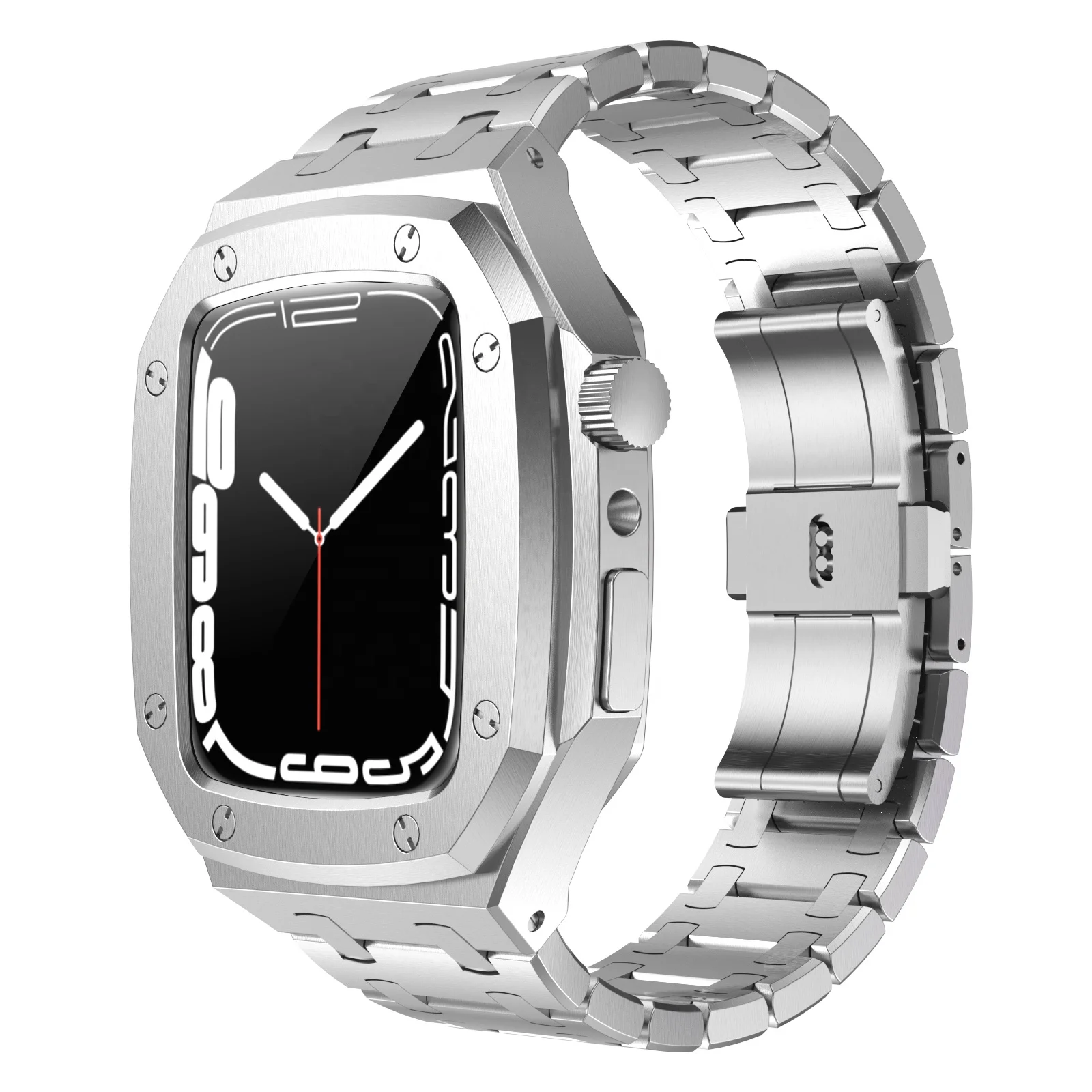 Customized logo no smart 45mm 41mm watch case parts stainless steel case strap for i watch series 7 luxury apple watch case