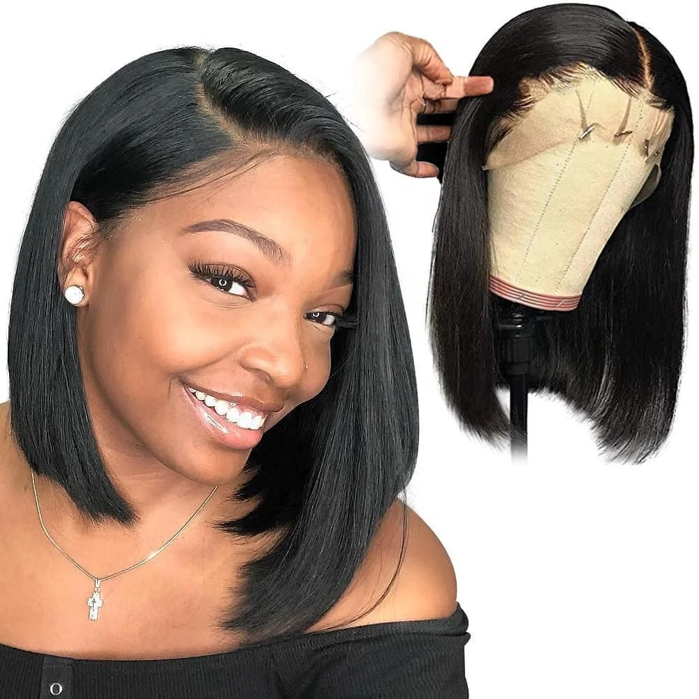 wholesale short straight bob wigs brazilian human hair lace front wig,cheap human hair blue green grey colored short bob cut wig