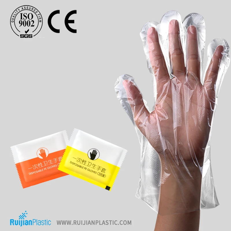 Disposable PE Gloves individually package single pack Gloves Food Grade Hairdressing kitchen  restaurant cheap hot with CE
