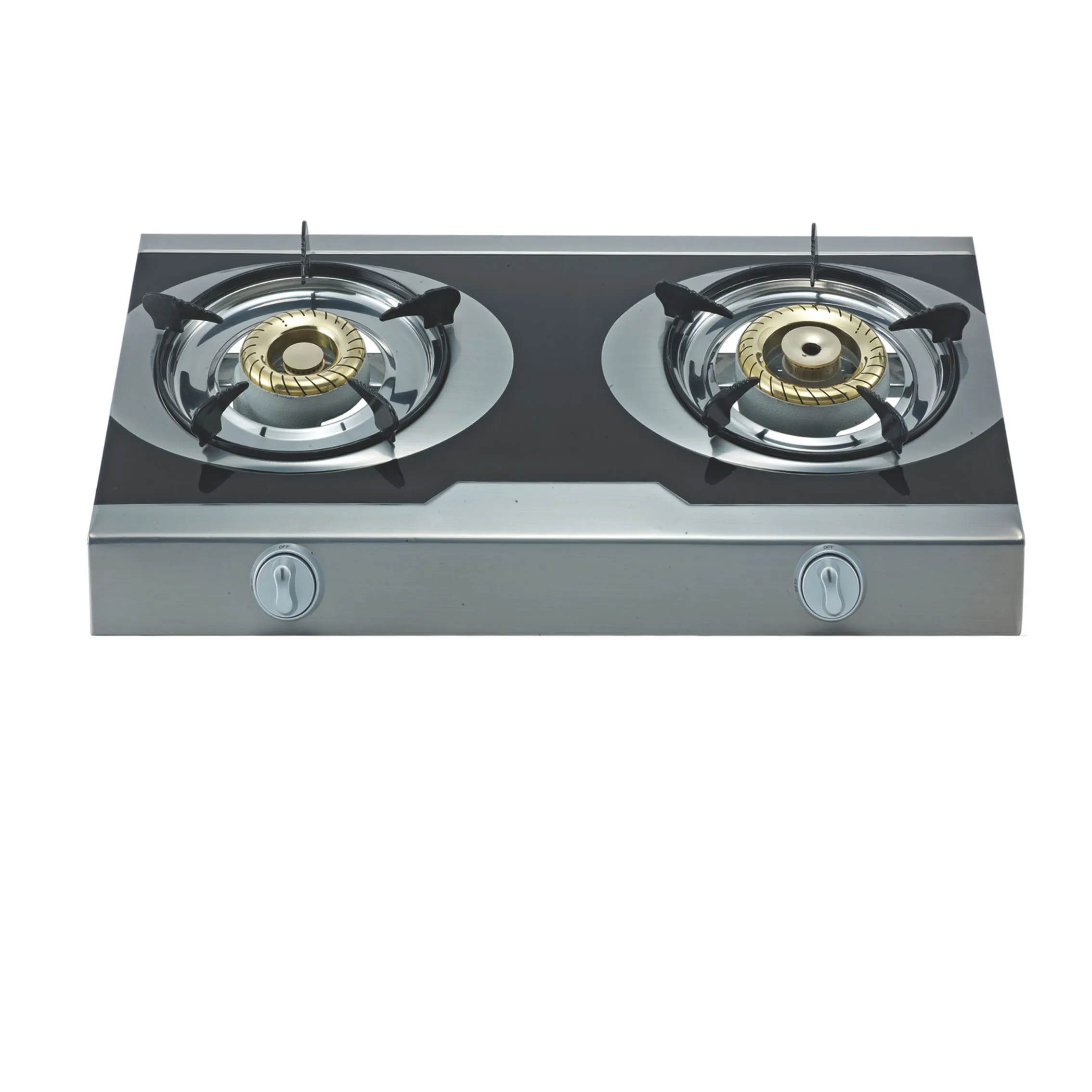 Two Burner China Manufacturer Gas Stove Cooktops Colorful Stainless Steel Cast Iron Burner With Whirlwind  Brass Cap  Cooker