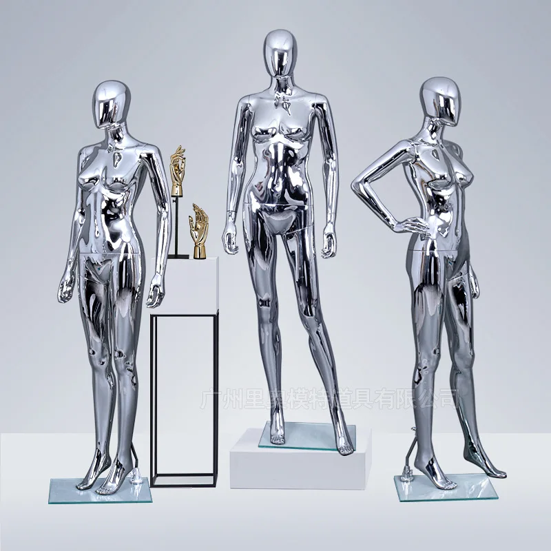 Wedding dress model eye-catching fashion woman electroplating silver body props photography underwear display costume dummy