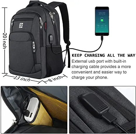 Business Anti-Theft Durable Laptop Backpack with USB Charging Port Waterproof Anti-Theft 17 Inch Laptop Backpack Amazon Hot Sale